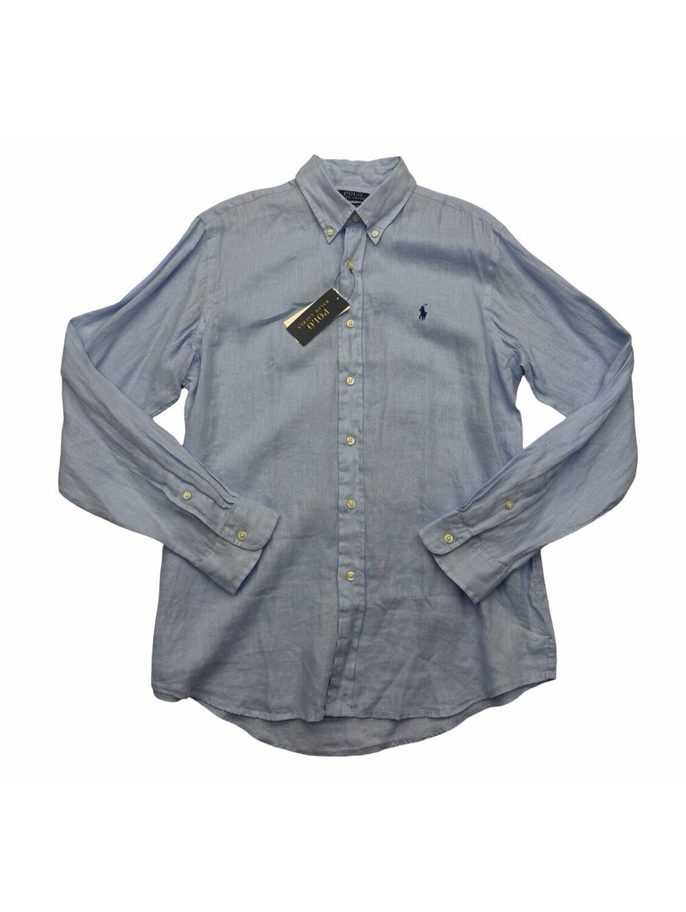 Polo Ralph Lauren Men's Classic Fit Linen Button-Down Shirt Light Blue Size M